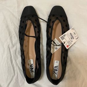 Black Zara mesh flats